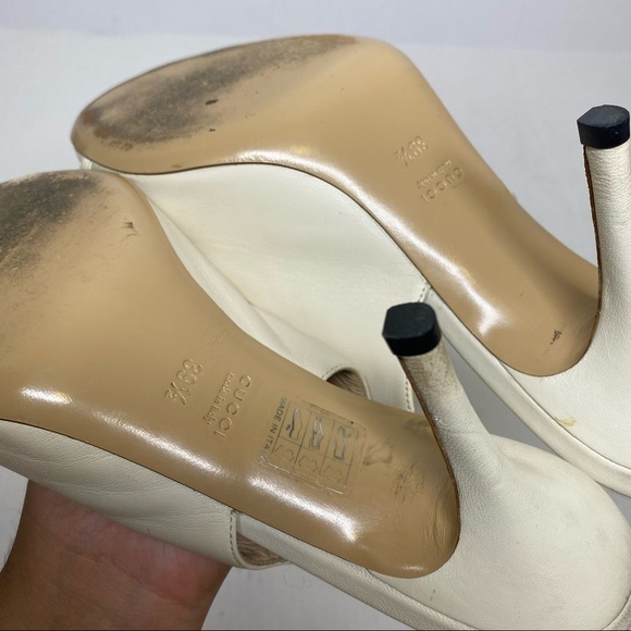 Gucci White Peep Toe Sling Back Heels sz 39.5 - Picture 11 of 13